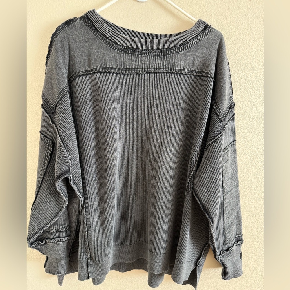 We the Free Free People Black Gray Ribbed Camden very Oversized‎ size Medium